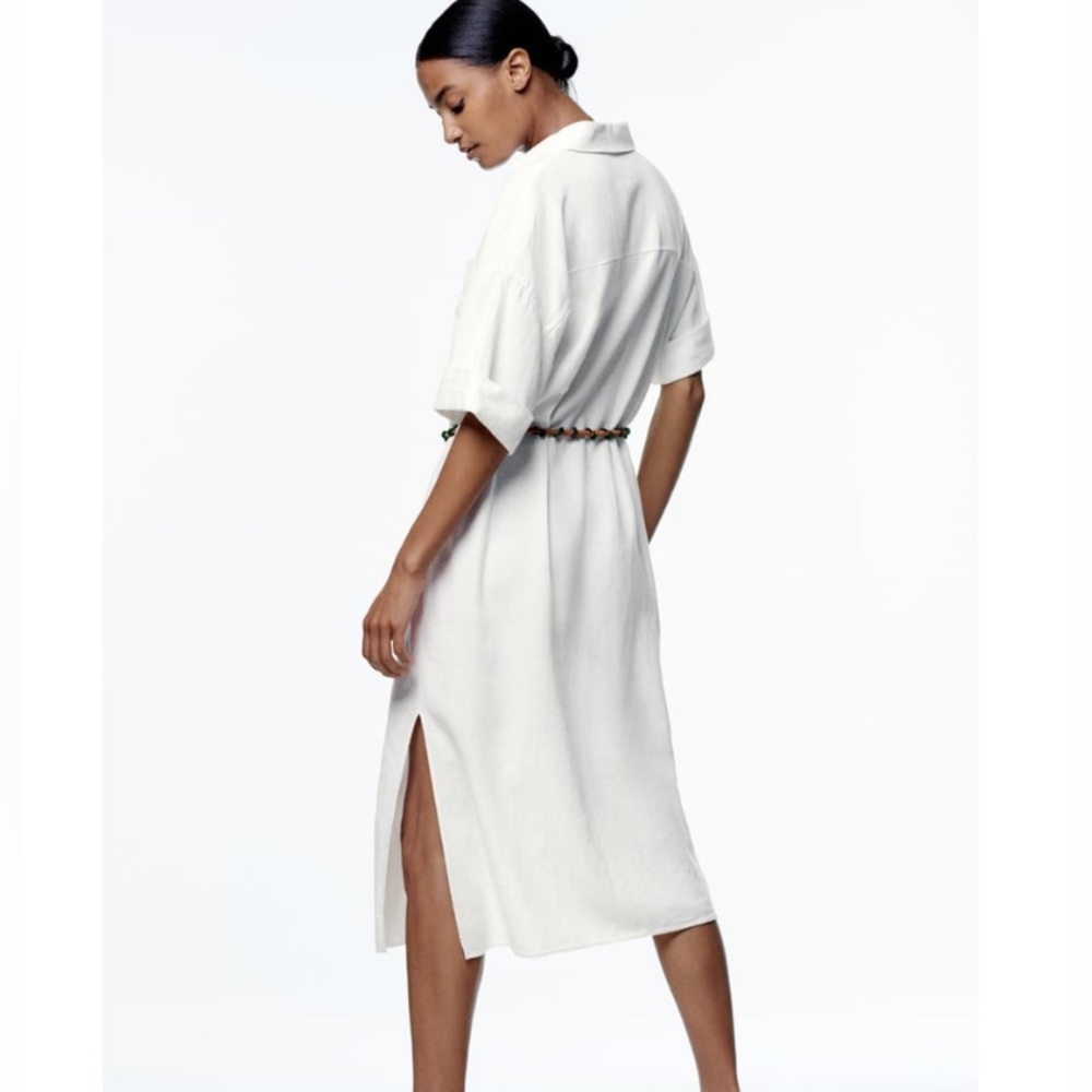 Zara Linen Blend Dress - Picture 3 of 9